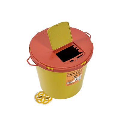 Контейнер для утилізації медичних відходів 10 л, вторинний пластик, жовтий BL-1000000199 фото