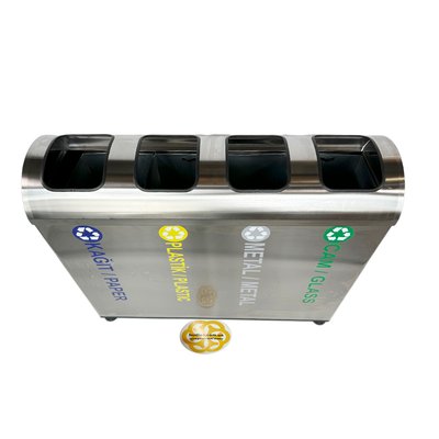 Мусорный контейнер для раздельного сбора мусора 4х36Л, нержавеющая сталь, хром BL-1000000616 фото