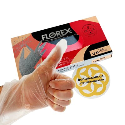 Одноразовые перчатки FLOREX, прозрачный L/XL, 100 шт BL-1000000644 фото