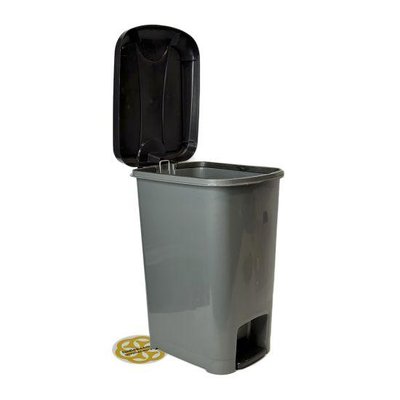 Качественный мусорный бак с педалью 30 Л прямоугольный, пластик, серый SNMZ ST-226 фото