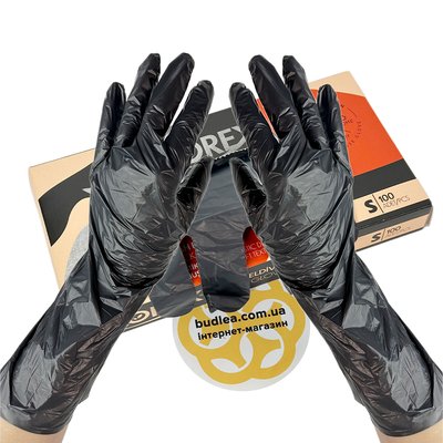 Одноразовые перчатки FLOREX, черный S, 100 шт BL-1000000647 фото