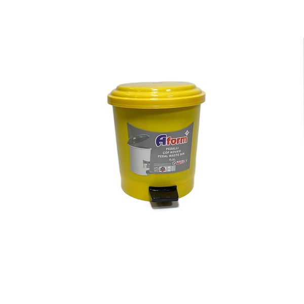 Пластиковое ведро для мусора с педалью на 6Л, желтое BL-100006038 фото
