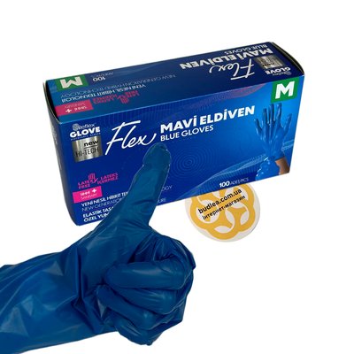 Одноразовые перчатки Flex,TPE, синий, M, 100 шт BL-1000000532 фото