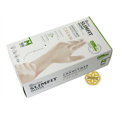 Одноразовые перчатки Slimfit,TPE, белый M, 100 шт BL-1000000636 фото