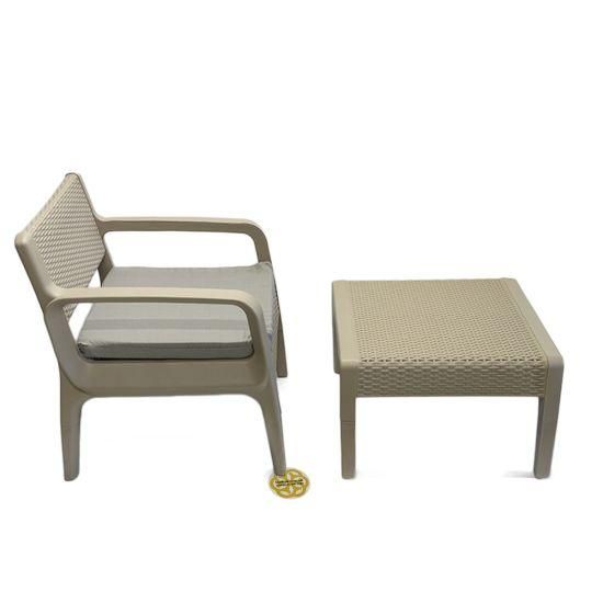 Комплект пластикових садових меблів LATTE з двомісним диваном, бежевий/сірий SNMZ  913-beige-gray фото