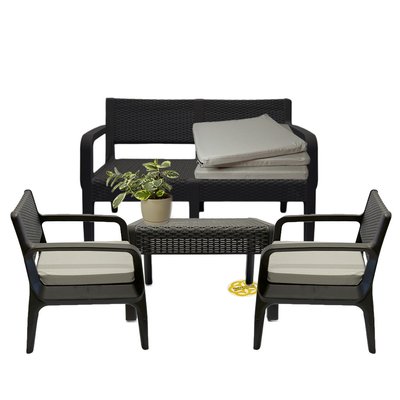 Набір меблів для саду COFFEE з двомісним диваном, коричневий, подушки сірі SNMZ 913-brown-gray фото