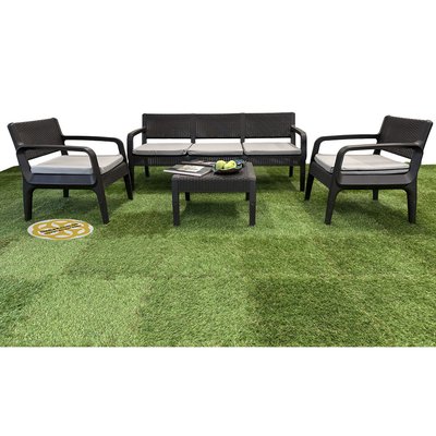 Вуличний комплект меблів для саду та дому COFFEE з тримісним диваном, колір бежевий/сірий SNMZ 914-brown-gray фото