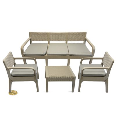Садовый мебельный комплект LATTE с трехместным диваном, цвет бежевый/серый SNMZ 914-beige-gray фото
