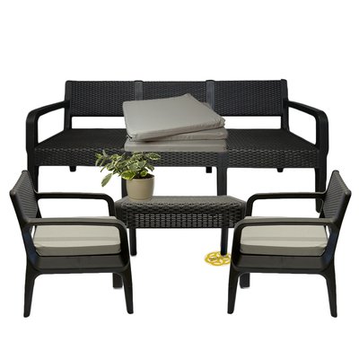 Меблі для саду та терасиCOFFEE з тримісним диваном, колір коричневий/сірий SNMZ  914-brown-beige фото