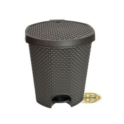 Пластиковое ведро с мусорной педалью 11Л RAINDROP овальное, шоколад SNMZ 472 фото