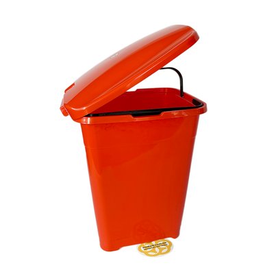 Ведро для мусора с педалью 50 Л, пластик, оранжевый BL-1000000665 фото