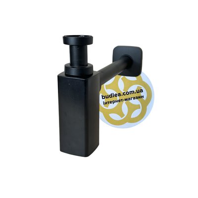 Универсальный сифон для раковины Quad 1-1/4" 200-250 мм, квадратный, черный Sanpreis 240005 фото