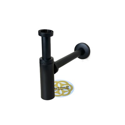 Пластиковый универсальный сифон MOON 1-1/4" 200-250 мм, круглый, черный Sanpreis 240015 фото