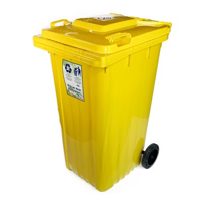 Бак для сміття на колесах 240 л, посилений пластик, жовтий BL-1000000219 фото