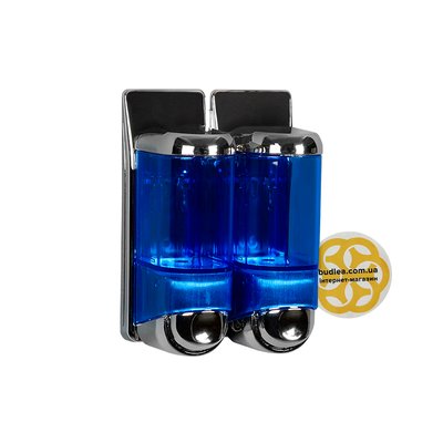 Дозатор для мыла двойной 2х170 мл, настенный, синий хром BL-1000000672 фото