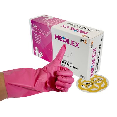 Медичні рукавички Medilex, TPE, рожеві, M, 100 шт BL-1000000519 фото