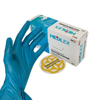 Медицинские перчатки Medilex,TPE, голубой,M, 100 шт BL-1000000522 фото