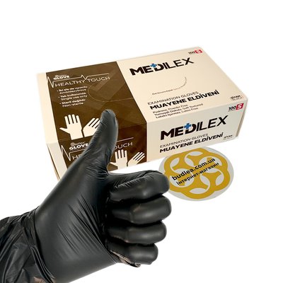 Медицинские перчатки Medilex,TPE,черный,S, 100 шт BL-1000000525 фото