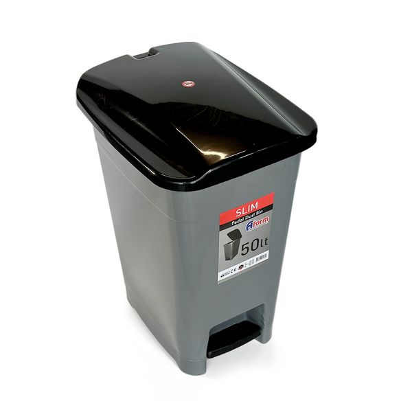 Пластиковое ведро для мусора с педалью 50 Л, прямоугольное, серый BL-1000000231 фото