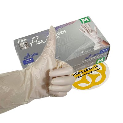 Одноразові рукавички Flex, TPE, білий, M, 100 шт BL-1000000535 фото