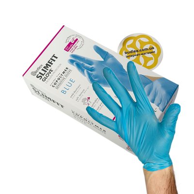 Одноразовые перчатки Slimfit,TPE, голубой S, 100 шт BL-1000000634 фото